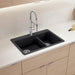Coal Black - BLANCO Liven SILGRANIT 33" 60/40 Double Bowl Dual Mount Kitchen Sink with Low Divide