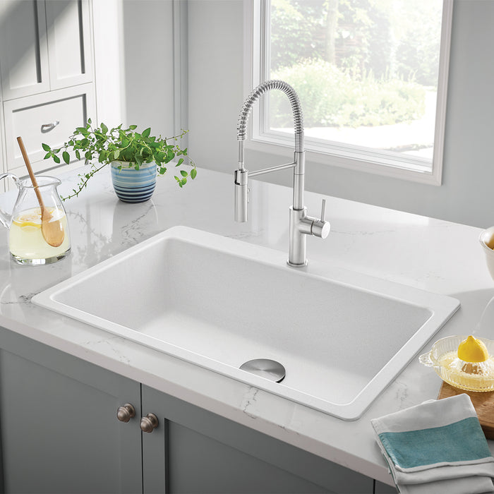 White - BLANCO Liven SILGRANIT 33" Super Single Dual Mount Kitchen Sink