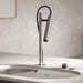 Stainless Steel - BLANCO Luneoo Pull-Down Dual-Spray Kitchen Faucet with Push Button Activation - Brushed Stainless Steel