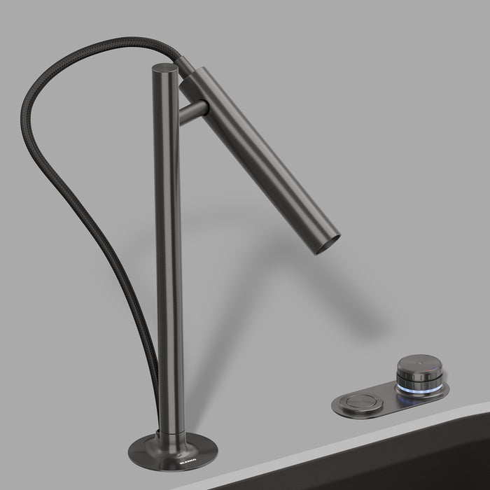 Satin Dark Steel - BLANCO Luneoo Pull-Down Dual-Spray Kitchen Faucet with Push Button Activation