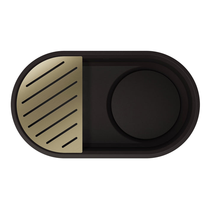 Satin Gold - BLANCO Oovalon Drain & Accessory Bundle - Includes Top Grid, Basket Strainer and Drain Button