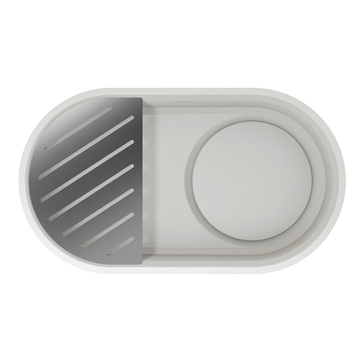 Cloud White - BLANCO Oovalon VELGRANIT 30" Single Bowl Undermount/Flush-Mount Kitchen Sink with Capflow