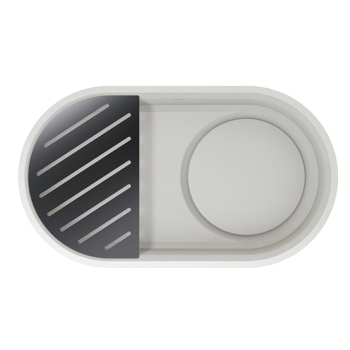 Cloud White - BLANCO Oovalon VELGRANIT 30" Single Bowl Undermount/Flush-Mount Kitchen Sink with Capflow