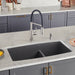 Cinder - BLANCO Performa SILGRANIT 33" 60/40 Double Bowl Undermount Kitchen Sink with Low Divide