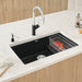 Coal Black - BLANCO Precis Cascade SILGRANIT 29" Single Bowl Undermount Kitchen Sink with Colander