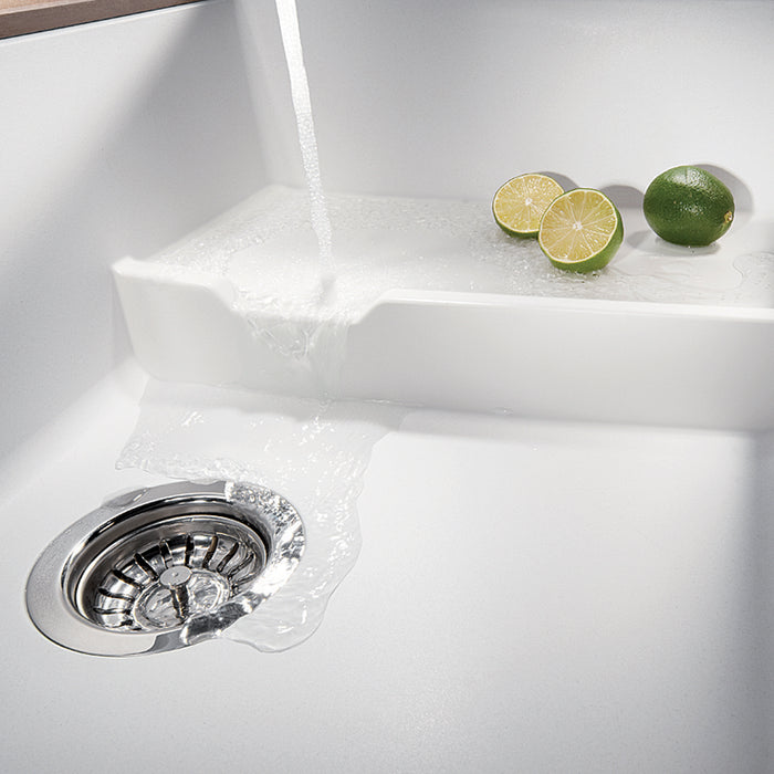 White - BLANCO Precis Cascade SILGRANIT 29" Single Bowl Undermount Kitchen Sink with Colander