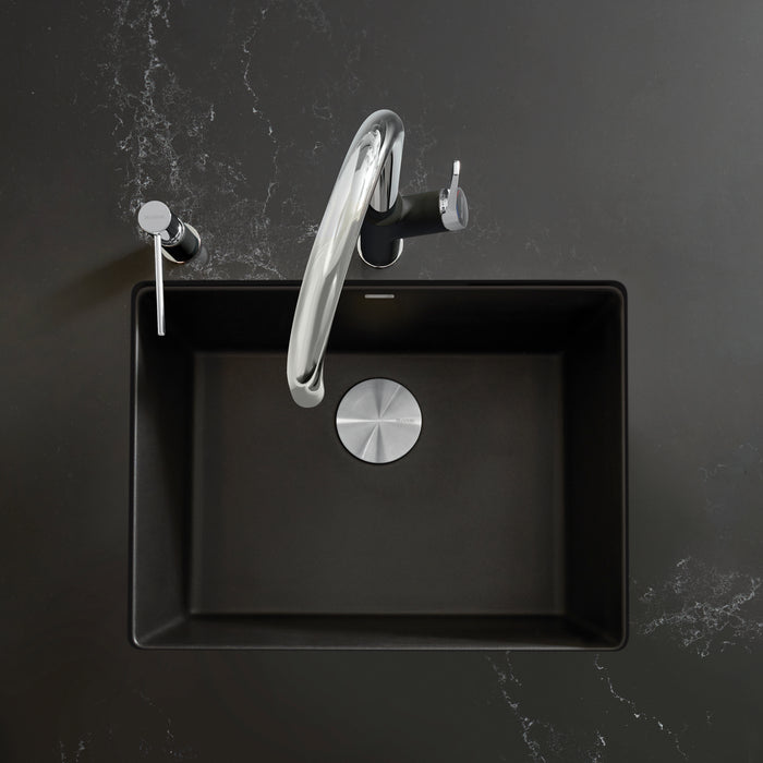Coal Black - BLANCO Precis SILGRANIT 24" Single Bowl Undermount Kitchen Sink