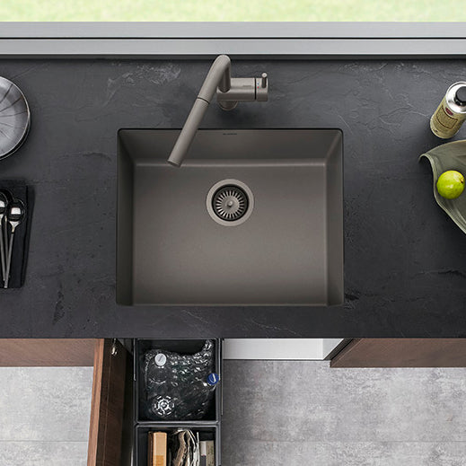 Volcano Gray - BLANCO Precis SILGRANIT 24" Single Bowl Undermount Kitchen Sink