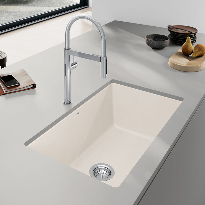 Soft White - BLANCO Precis SILGRANIT 30" Single Bowl Undermount Kitchen Sink