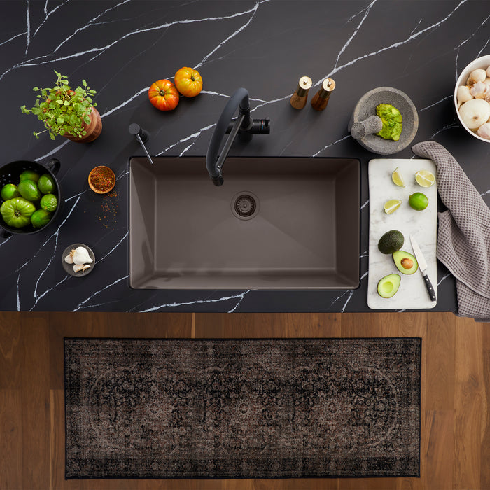 Volcano Gray - BLANCO Precis SILGRANIT 30" Single Bowl Undermount Kitchen Sink