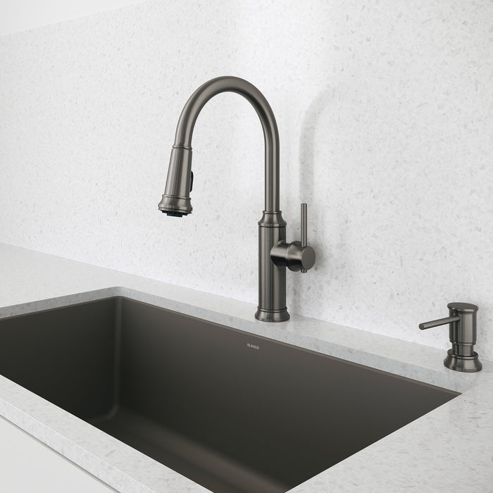 Volcano Gray - BLANCO Precis SILGRANIT 32" Super Single Undermount Kitchen Sink