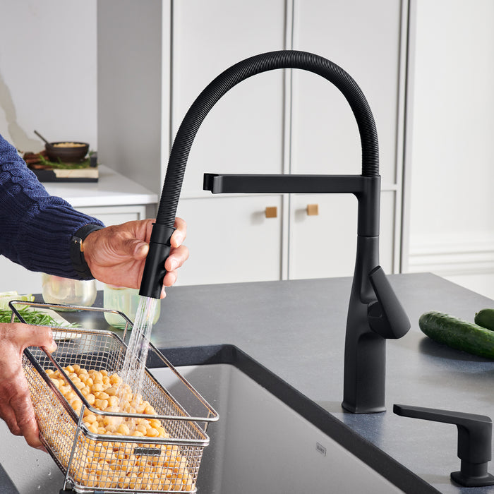 Matte Black - BLANCO Rivana Semi-Pro Pull-Down Dual-Spray Kitchen Faucet