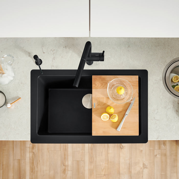 Coal Black - BLANCO Vintera SILGRANIT 30" Single Bowl Apron-Front Farmhouse Sink