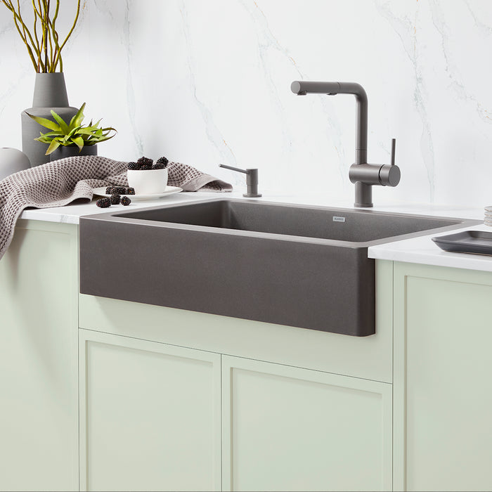 Volcano Gray - BLANCO Vintera SILGRANIT 30" Single Bowl Apron-Front Farmhouse Sink