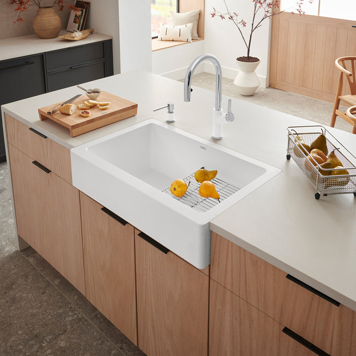White - BLANCO Vintera SILGRANIT 30" Single Bowl Apron-Front Farmhouse Sink