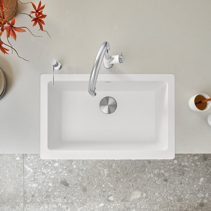 White - BLANCO Vintera SILGRANIT 30" Single Bowl Apron-Front Farmhouse Sink