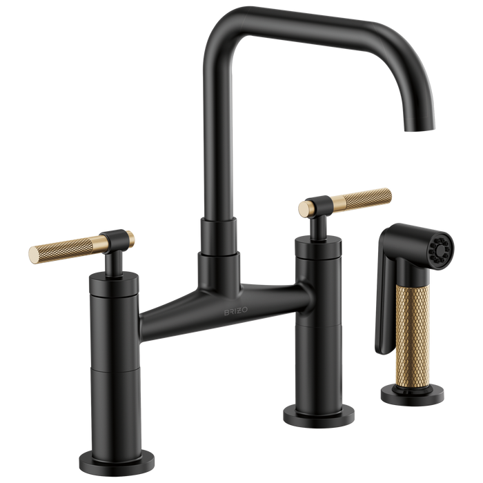 Brizo Litze 62553LF Bridge Faucet with Square Spout and Knurled Handle