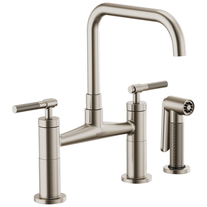 Brizo Litze 62553LF Bridge Faucet with Square Spout and Knurled Handle
