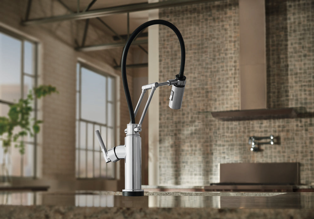 Brizo Litze 64243LF SmartTouch Articulating Kitchen Faucet with Knurled Handle