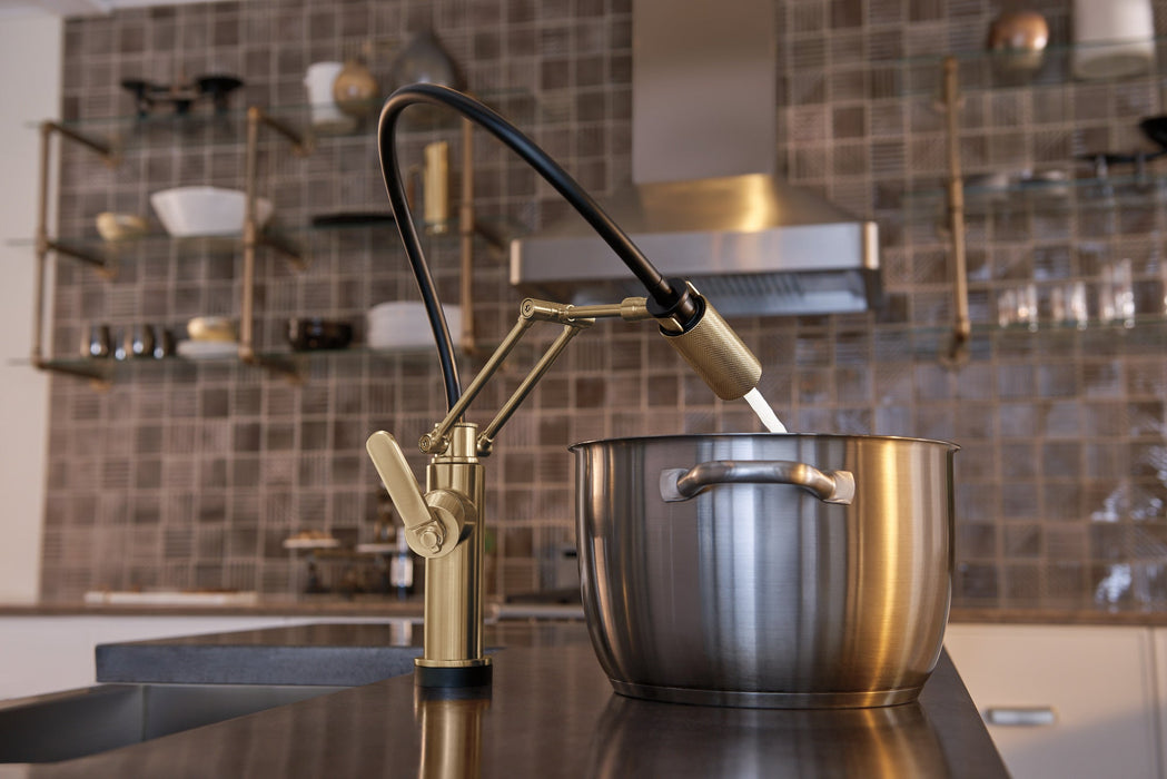 Brizo Litze 64244LF SmartTouch Articulating Kitchen Faucet with Industrial Handle