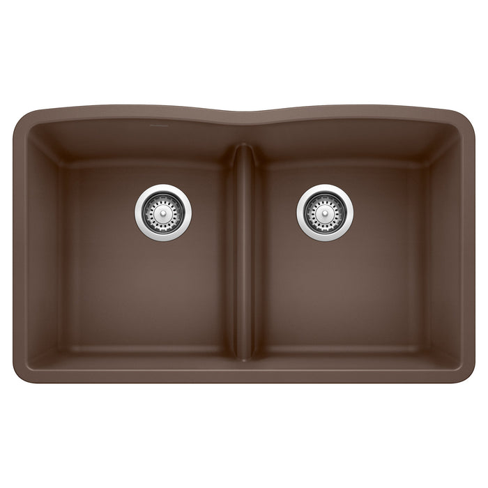 BLANCO 442078 Diamond Equal Double Bowl Kitchen Sink with Low Divide - Café