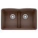 BLANCO 442078 Diamond Equal Double Bowl Kitchen Sink with Low Divide - Café