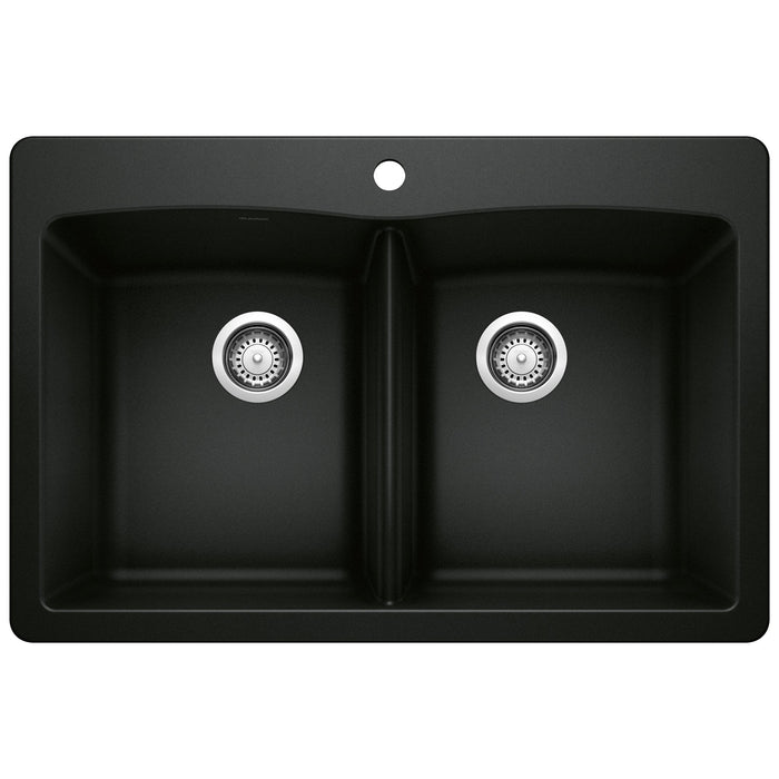 BLANCO 442912 Diamond Equal Double Dual Mount Kitchen Sink - Coal Black