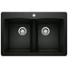 BLANCO 442912 Diamond Equal Double Dual Mount Kitchen Sink - Coal Black