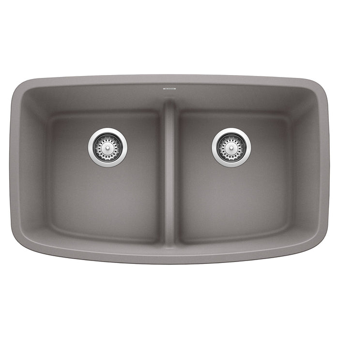 BLANCO 442202 Valea Equal Double Bowl Kitchen Sink with Low Divide - Metallic Gray
