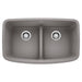 BLANCO 442202 Valea Equal Double Bowl Kitchen Sink with Low Divide - Metallic Gray