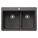 BLANCO Liven SILGRANIT 33" 60/40 Double Bowl Dual Mount Kitchen Sink with Low Divide - Cinder