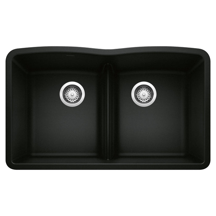 BLANCO 442914 Diamond Equal Double Bowl Kitchen Sink with Low Divide - Coal Black