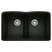 BLANCO 442914 Diamond Equal Double Bowl Kitchen Sink with Low Divide - Coal Black