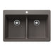 BLANCO Liven SILGRANIT 33" 50/50 Double Bowl Dual Mount Kitchen Sink with Low Divide - Volcano Gray