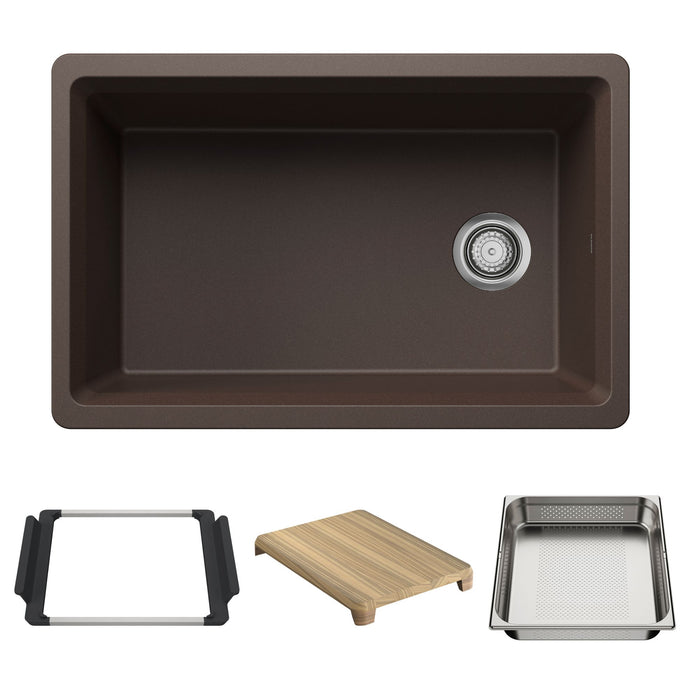 BLANCO Inteos SILGRANIT 30" Single Bowl Reversible Undermount Workstation Kitchen Sink - Café