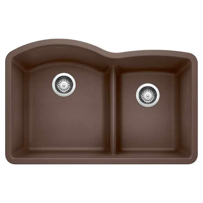 BLANCO 441597 Diamond 1-3/4 Double Bowl Kitchen Sink with Low Divide - Café