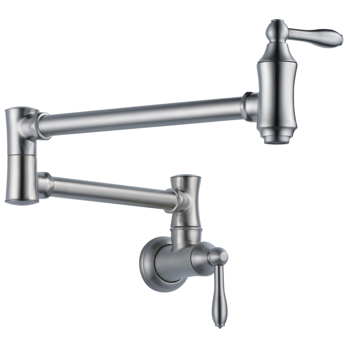Delta 1177LF Traditional Wall Mount Pot Filler, arctic stainless