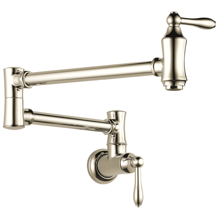 Delta 1177LF Traditional Wall Mount Pot Filler, polished nickel