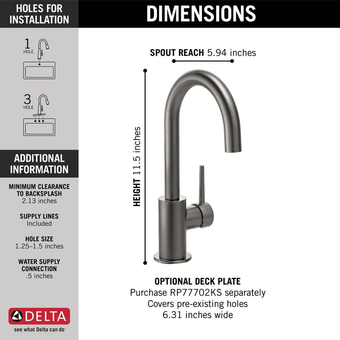 Delta Trinsic 1959LF True Bar Limited Swivel, black stainless - view 5