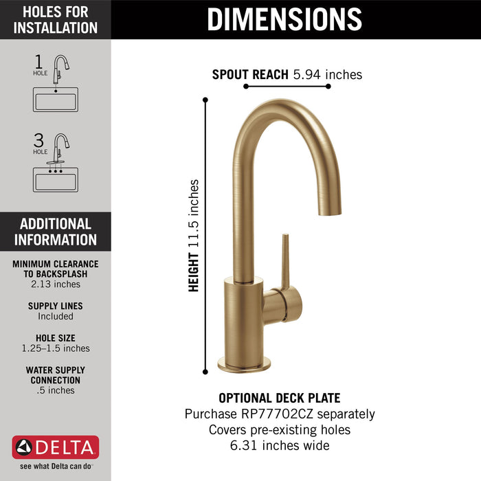 Delta Trinsic 1959LF True Bar Limited Swivel, champagne bronze - view 5