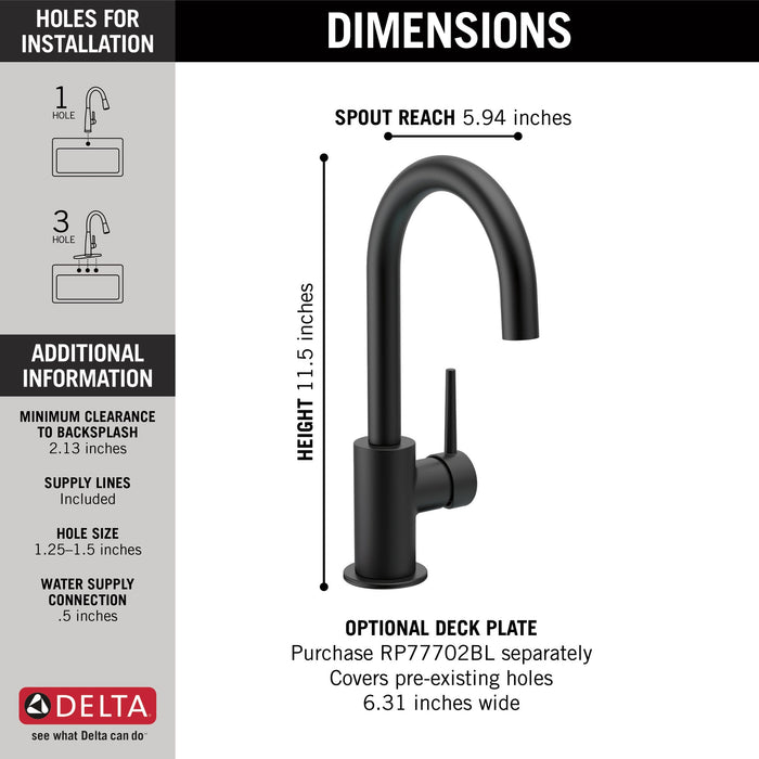 Delta Trinsic 1959LF True Bar Limited Swivel, matte black - view 5