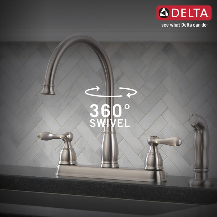 Delta Windemere 21996LF Two Handle Kitchen Faucet, stainless - view 5