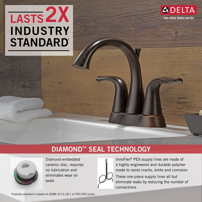 Delta Lahara 2538 Two Handle Centerset Bathroom Faucet