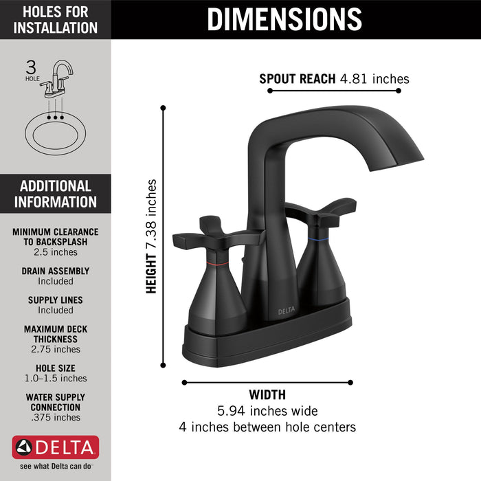 Delta Stryke 257766 Centerset Faucet, matte black - view 4