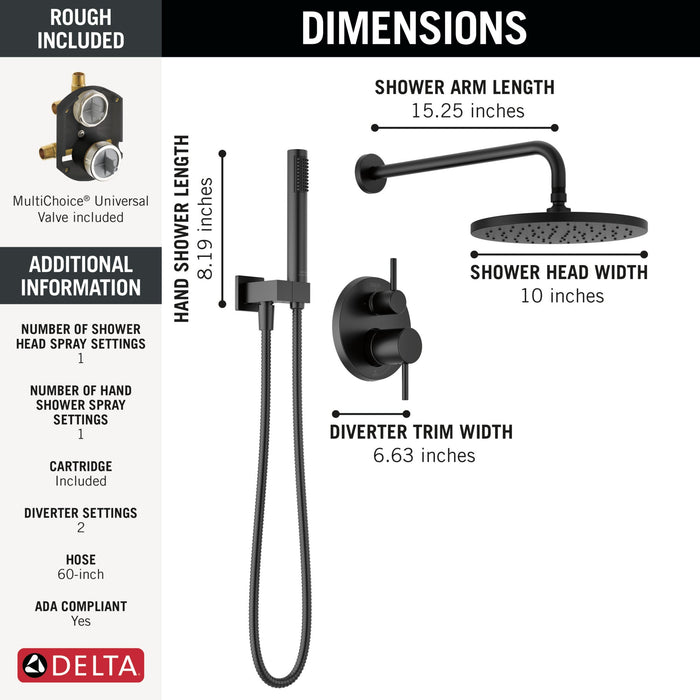 Delta Modern 342702 Monitor 14 Series Shower with Raincan, Hand Shower & Rough Valve