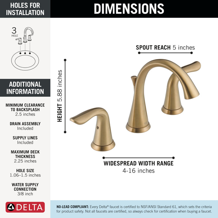 Delta Lahara 3538 Two Handle Widespread Bathroom Faucet