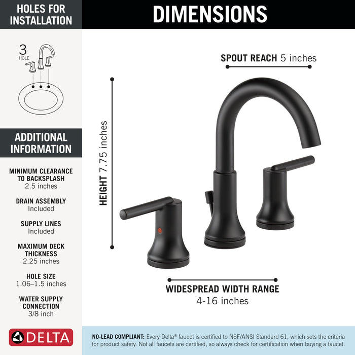 Delta Trinsic:3559 Two Handle Widespread Bathroom Faucet