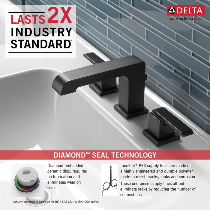 Delta Ara 3567 Two Handle Widespread Bathroom Faucet, matte black - view 4