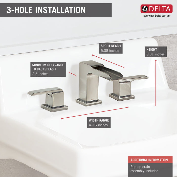 Delta Ara 3568LF Two Handle Widespread Channel Bathroom Faucet, chrome - view 5