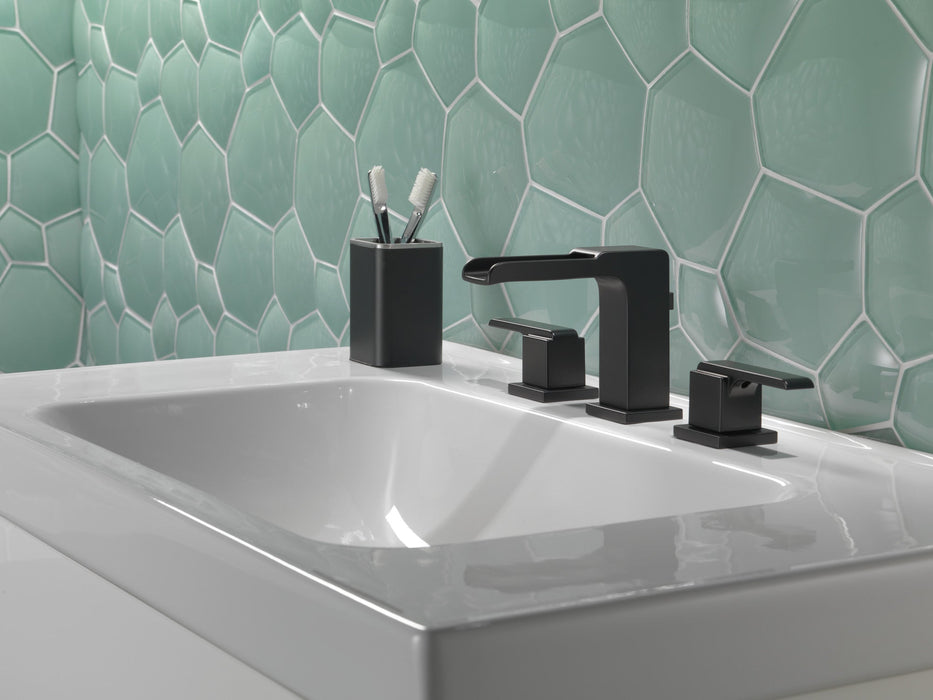 Delta Ara 3568LF Two Handle Widespread Channel Bathroom Faucet, matte black - view 3